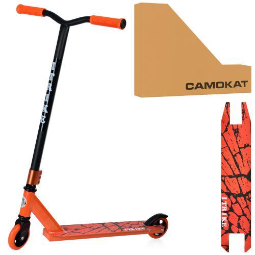 Самокат трюковий iTrike SR 2-066-1-OR кермо 85 см до 80 кг чорний з оранжевим, фото 1