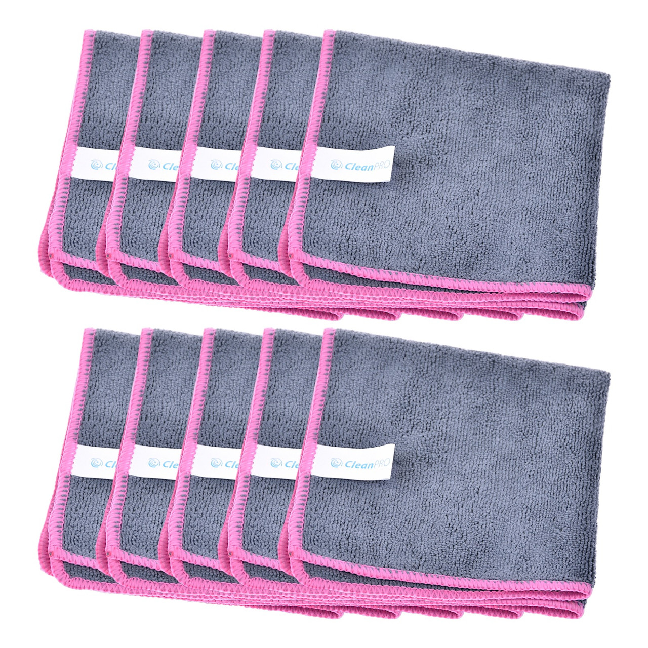 Серветка мікрофіброва 32x32 CleanPRO Ultra Soft, сіро-червона, 320 г/м2, упаковка 10 штук
