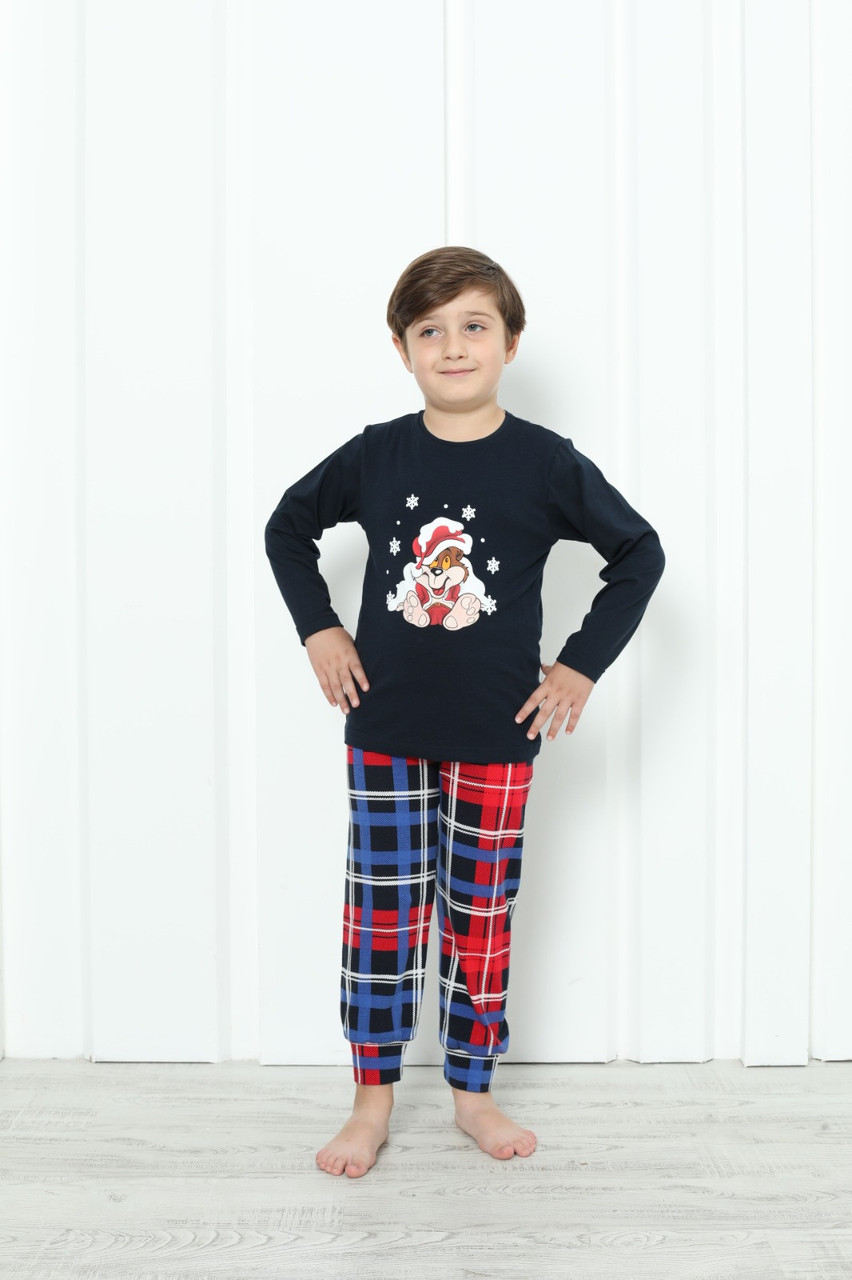 Піжама для хлопчика підлітка новорічний ведмідь Різдвяний настрій Nicoletta Family look  89182