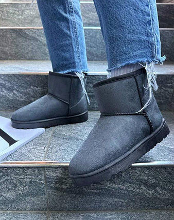 Уги UGG короткі сіра екологічна замша жіночі, фото 2