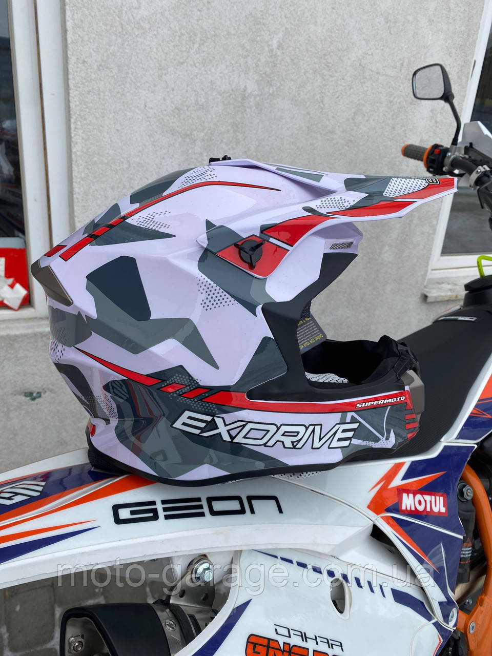Кросовий шолом Exdrive MX-806, White/Red/Glossy, фото 1