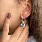 Каплевидні срібні сережки з блакитними напівпрозорими фіанітами Легкість, фото 6