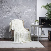 Плед вʼязаний VividZone РОМАНТИК 160*210 молочний