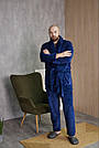 Домашній чоловічий костюм МАХРА ЖАКЕТ+ШТАНЦІ ТОМІКО L-3XL СИНІЙ 4016, фото 5