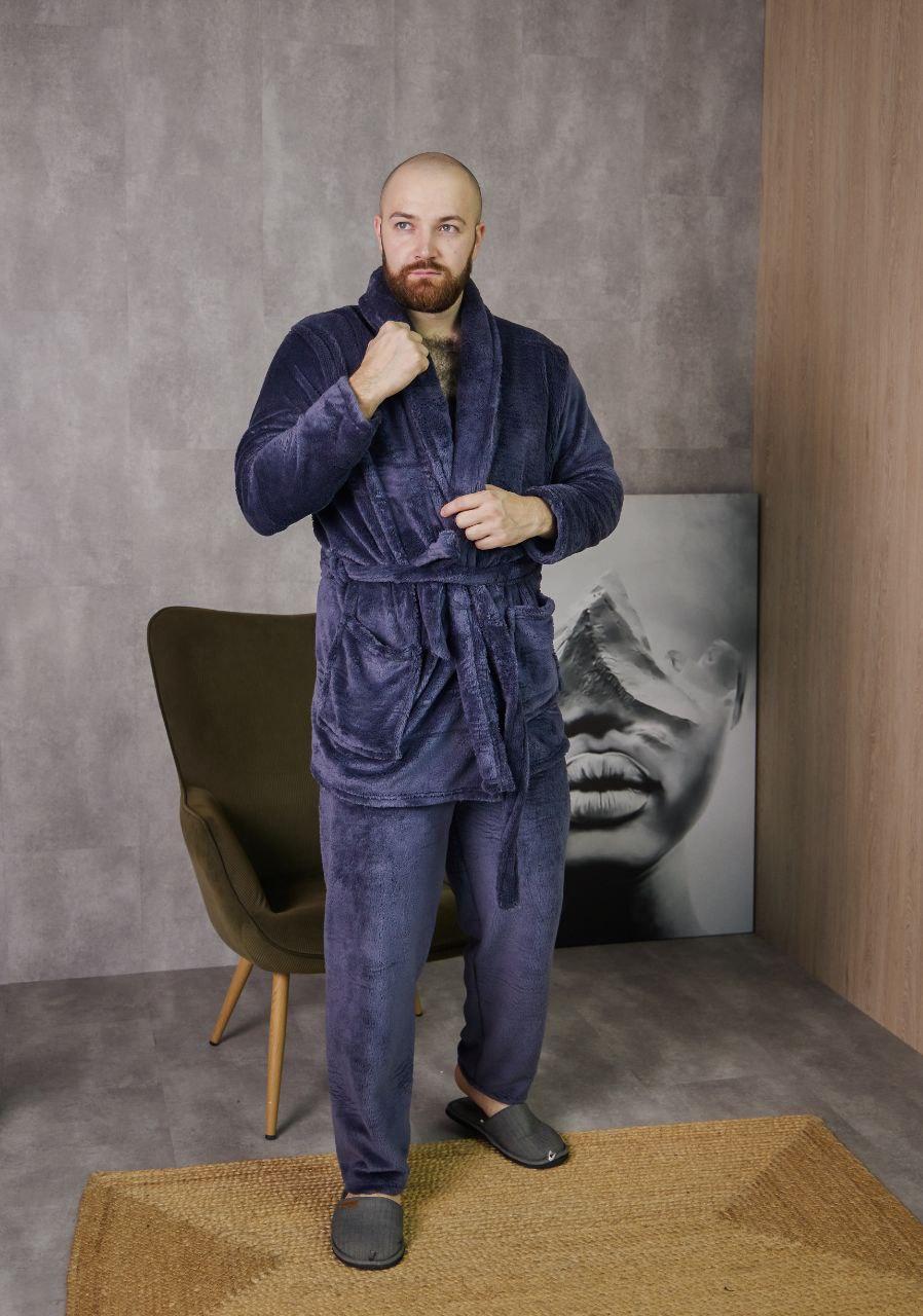 Домашній чоловічий костюм МАХРА ЖАКЕТ+ШТАНЦІ ТОМІКО L-3XL ГРАФІТ 4016, фото 1