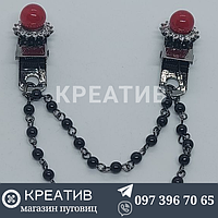 Зажимы для кардиганов стальной с красным жемчугом 1шт (6$)