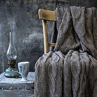 Плед вʼязаний VividZone РОМАНТИК 160*210 холодний капучино