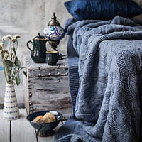 Плед у язаній VividZone РОМАНТИК 160*210 джинс