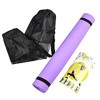 Коврик для йоги Фиолетовый 170х61 см, спортивный коврик для фитнеса в чехле | коврик для гімнастики (NS)