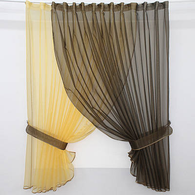 Кухонний комплект (345х170см.), шторки з підв'язками. Колір золотистий з венге. Код 101к 52-0421