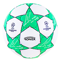 Мяч футбольный сшитый Grippy Ronex FN2 №5 бело-зеленый