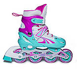 Комплект роликів із захистом і шоломом Power Champs. Бірюзово-Рожевий комплект. Розміри 34-38 / 38-41, фото 4