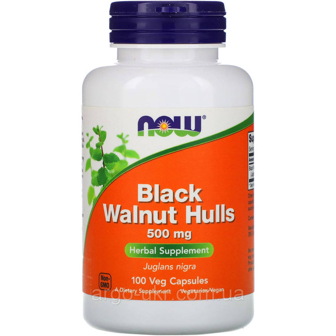 Чорний горіх NOW Foods (Black Walnut) 500 мг 100 капсул, імунітет, паразити, герпес, грибок, очищення організму, фото 1