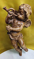 Ангел-Хранитель, музыкант, играет на горне, во весь рост, 21 см, настенный, деревянная скульптура, Германия, с