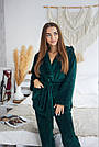 Жіночий домашній МАХРОВИЙ комплект КІМОНО ЖАКЕТ зі штанцями ТОМІКО СМАРАГД 9016, фото 3