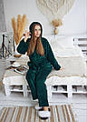 Жіночий домашній МАХРОВИЙ комплект КІМОНО ЖАКЕТ зі штанцями ТОМІКО СМАРАГД 9016, фото 7