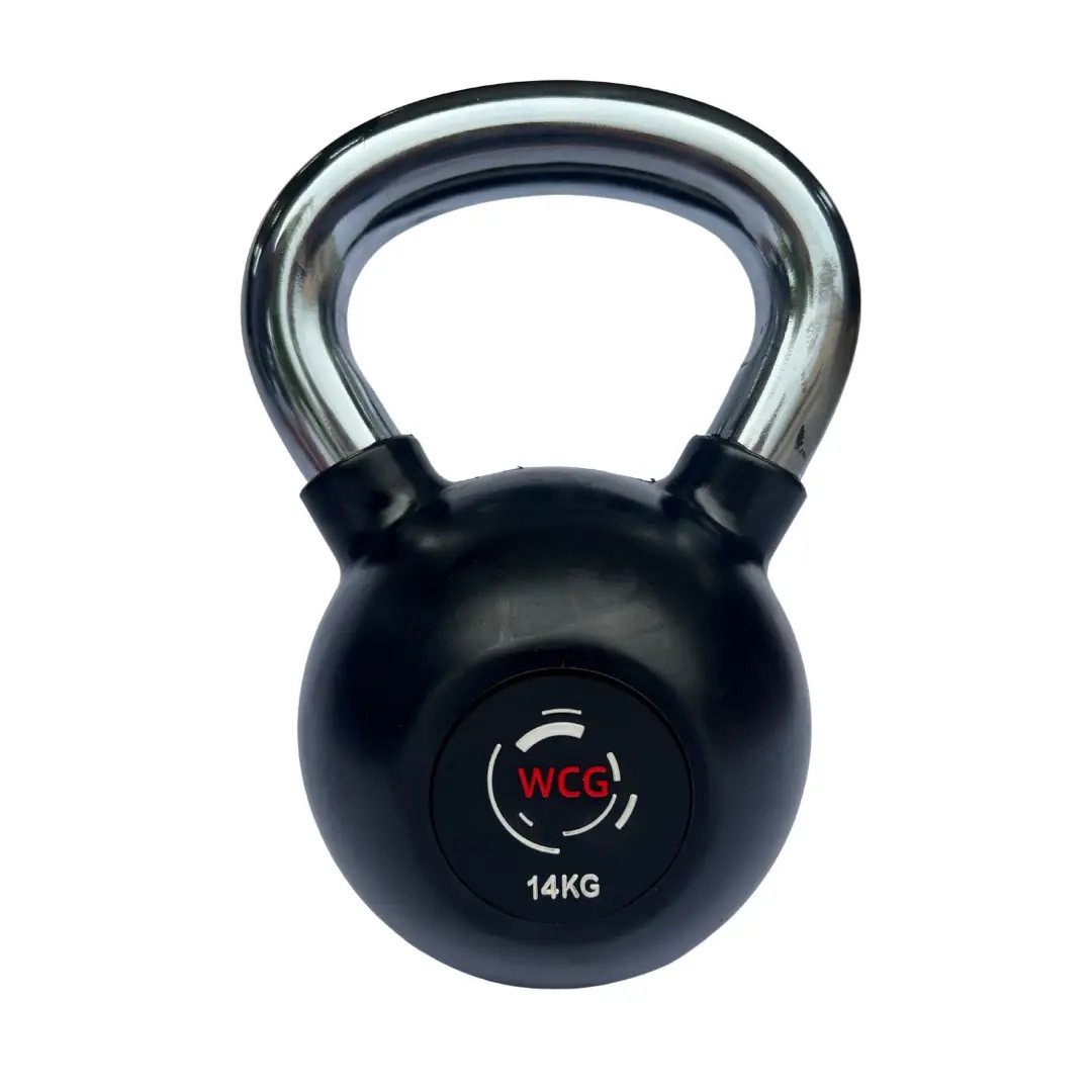 Гиря 14 кг прогумована з хромованою ручкою WCG, фото 1