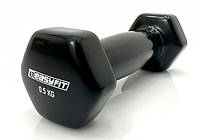 Гантель для фитнеса 0.5 кг 1 шт EasyFit виниловая черная