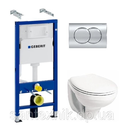 Інсталяція GEBERIT Duofix Pro 20 118.315.21.2 з панеллю змиву Delta 01 хром глянсовий + унітаз KOLO Idol