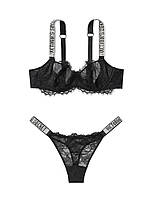 Комплект Белья со Стразами Victoria's Secret Very Sexy Unlined Lace, Черный 80C, L