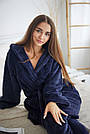 Жіночий домашній МАХРОВИЙ комплект КІМОНО жакет зі штанцями ТОМІКО СИНІЙ 9016, фото 6