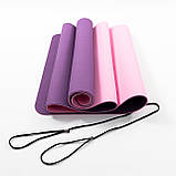 Килимок для йоги та фітнесу TPE (йога мат, каремат спортивний) OSPORT Yoga ECO Pro 6мм (FI-0076) Фіолетово-рожевий, фото 6