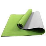 Килимок для йоги та фітнесу TPE (йога мат, каремат спортивний) OSPORT Yoga ECO Pro 6мм (FI-0076) Оливково-сірий, фото 4