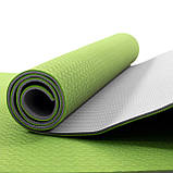 Килимок для йоги та фітнесу TPE (йога мат, каремат спортивний) OSPORT Yoga ECO Pro 6мм (FI-0076) Оливково-сірий, фото 5