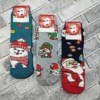 Шкарпетки жіночі високі зимові з махрою р.36-39 новорічні асорті Стиль Люкс 30033367