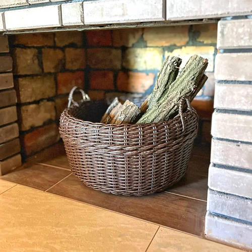 Дровница для печи из ротанга, дровник с ручками на 45Л, корзина для ...