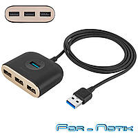 USB-Hub Baseus Square round 4 in 1 USB HUB Adapter (USB3.0 TO USB3.0*1+USB2.0*3) 1m Black (CAHUB-AY01)