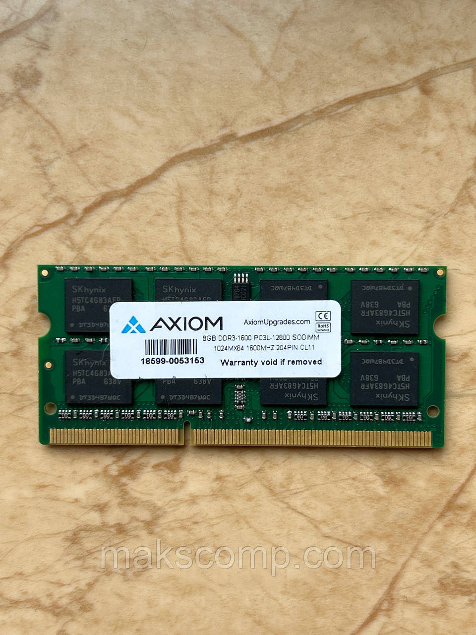 Axiom 8Gb So-DIMM  PC3L-12800S  DDR3-1600 1.35v/1.5v
