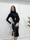 Стильне жіноче плаття-гольф в рубчик | Сукня міді, під горло, однотонна, демісезон, облягаюча | Норма, фото 6