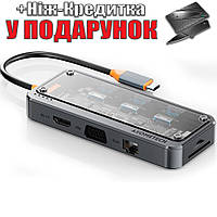 Хаб Asometech Smooth Connection 100W 10in1 Type-C to 4K HDTV/VGA/SD/TF Card/USB 3.0/3.5mm/PD Fast Charge