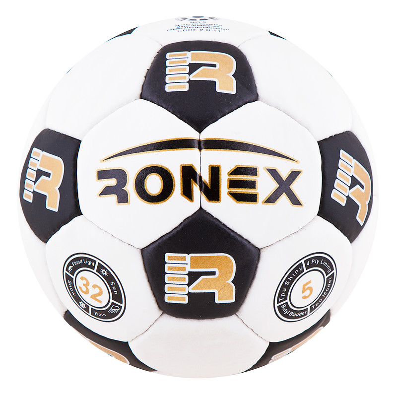 М'яч футбольний зшитий Grippy Ronex №5 чорно-білий