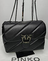 Женская сумка Pinko Puff Black Logo Bag чёрная Стильная Модная Трендовая женская маленькая сумочка люкс