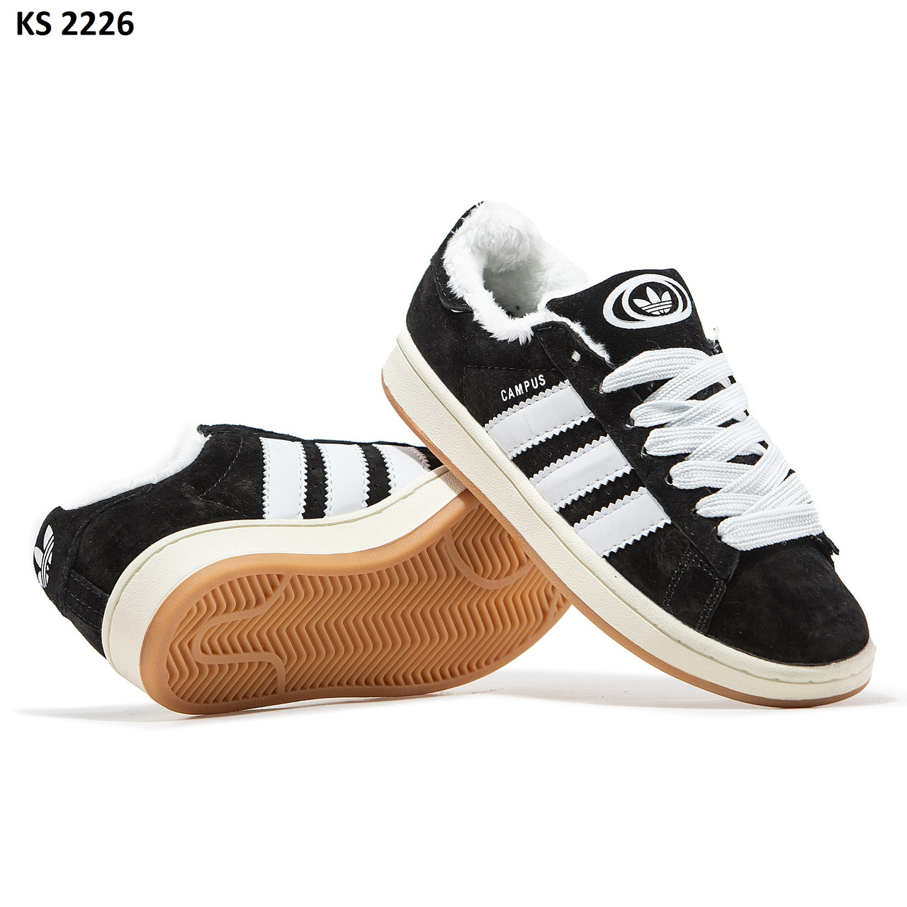 Зимние мужские кроссовки Adidas Campus 00s ЗИМА (чорно/білі) - фото 2 - id-p2041309601