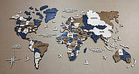 Декоративна 3D карта світу багатошарова для інтер'єру колір Country XS-120х70см
