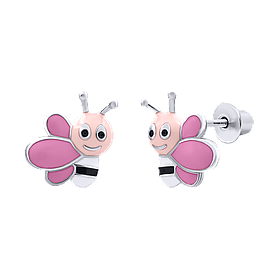 Сережки Весела бджілка рожева