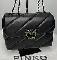 Сумка женская Pinko Puff Black Logo Bag Небольшая сумочка Трендовая Женские стеганые сумки на цепочке