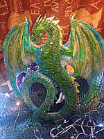 Авторський новорічний подарунок Зелений Дракон із епоксидної смоли, іграшка ручної роботи, прикраса на стіну