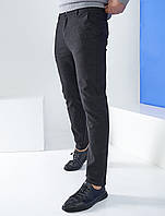 Чоловічі теплі штани вузькі чорні, модні чоловічі класичні штани, щільні звужені штани маленький розмір