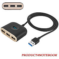 USB-Hub Baseus Square round 4 in 1 USB HUB Adapter (USB3.0 TO USB3.0*1+USB2.0*3) 1m Black (CAHUB-AY01)