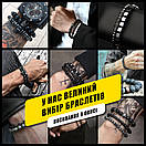 Браслет чоловічий шкіряний AVALON чорний плетений 16-18 см, фото 7