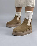 Уги жіночі UGG Ultra Mini Platform Chestnut коричневі мінітривалі натуральний замш на хутрі на платформі, фото 2