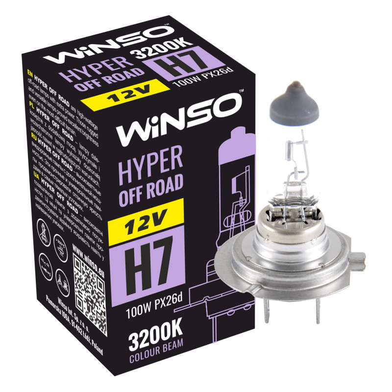 Автолампа галогенная Winso 12V H7 HYPER OFF ROAD 100W PX26d (712710)