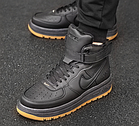 Мужские зимние кроссовки Nike Air Force Gore Tex High обувь с мехом Найк Аир Форс Гортекс высокие черные 40