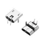 Гніздо Micro USB B 2pin в плату горизонтальне