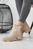Женские зимние бежевые ботинки на и молнии. Утепленные бежевые женские кожаные ботинки на меху