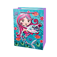 Подарунковий пакет 3D Русалочка 26x32x10см | Блакитний різнокольоровий